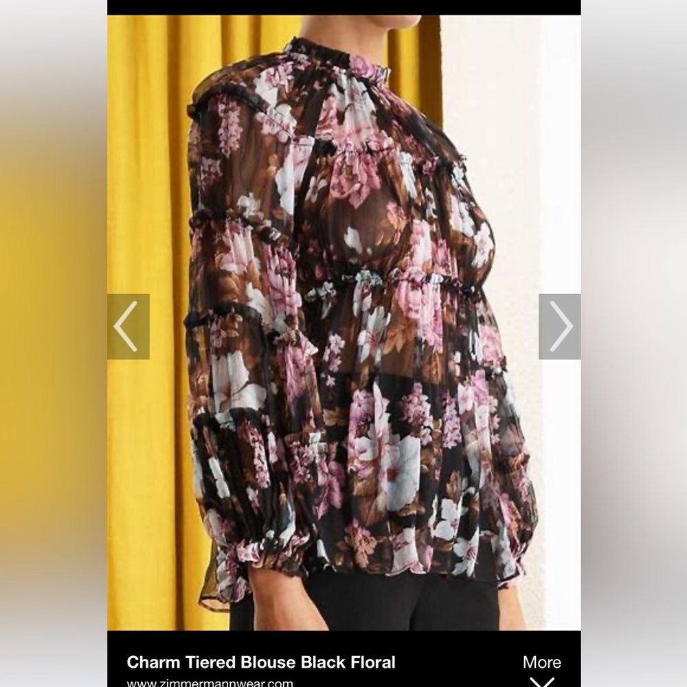 🌺Beautiful Authentic Zimmermann Charm tiered blouse size 1 - Picture 2 of 2